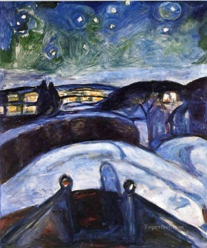 noche estrellada 1924 Edvard Munch Expresionismo Pinturas al óleo